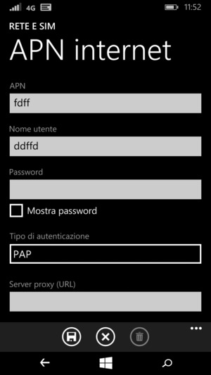 Inserisci informazioni MMS