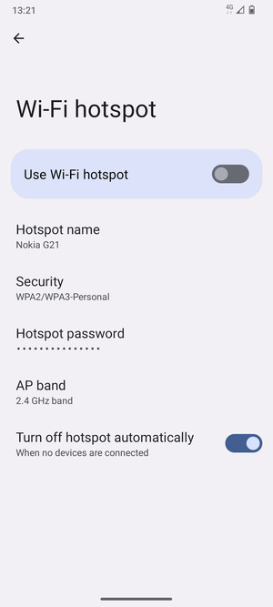 Select Hotspot password