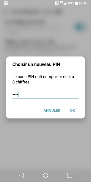 Saisissez votre Nouveau code PIN et sélectionnez OK