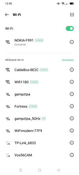 Vous êtes maintenant connecté au réseau Wi-Fi