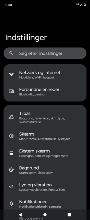 Vælg Netværk og internet