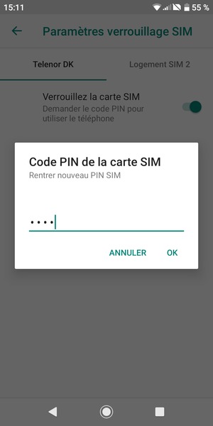 Veuillez confirmer votre nouveau PIN SIM et sélectionner OK