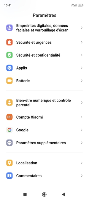Retournez au menu Paramètres et sélectionnez Paramètres supplémentaires