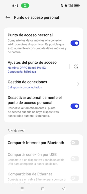 El teléfono ha sido configurado para su uso como módem