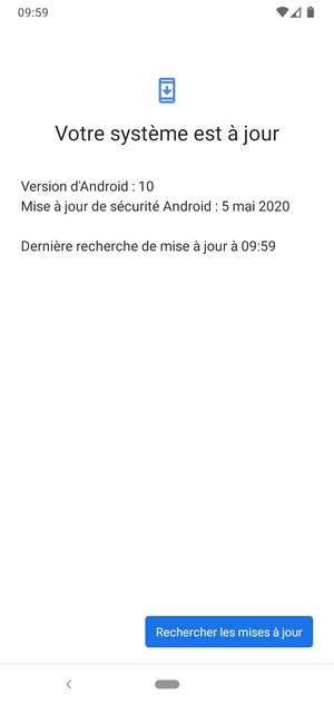 Si votre téléphone est à jour, vous verrez l'écran suivant