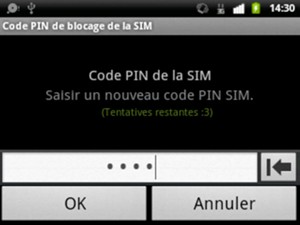 Saisissez votre Neouveau code PIN SIM et sélectionnez OK