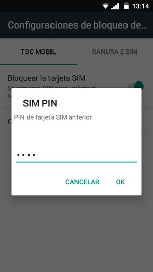 Introduzca su PIN de la tarjeta SIM antiguo y seleccione OK