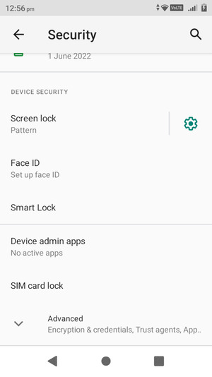 To change the PIN for the SIM card, scroll to and select SIM card lock