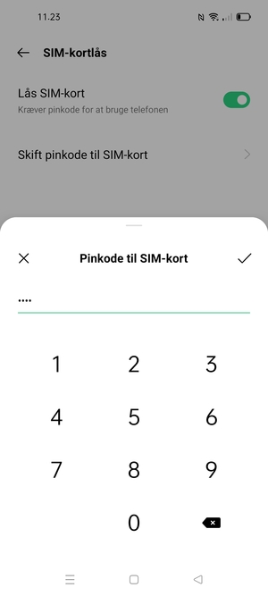 Indtast din nuværende PIN-kode til SIM-kort og vælg OK