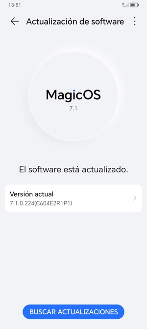 Si su teléfono está actualizado, verá la siguiente pantalla