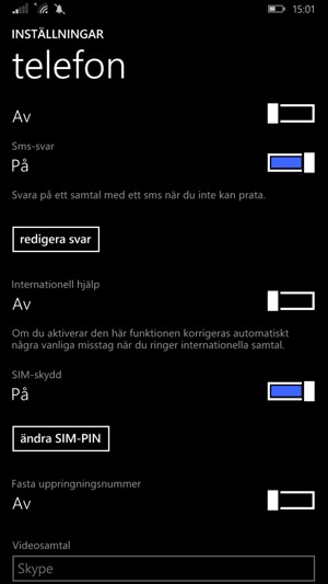 Scrolla till och välj ändra SIM-PIN