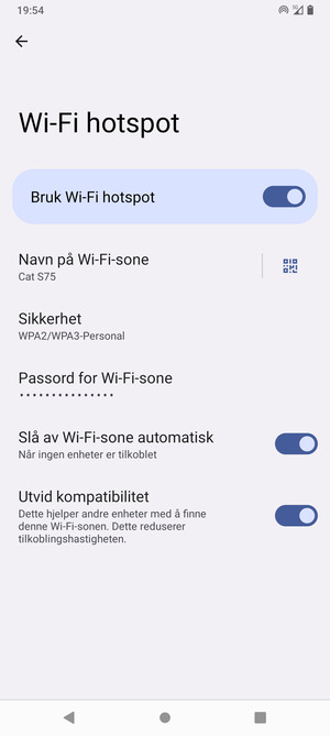 Telefonen din er konfigurert for bruk som et modem