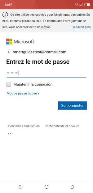 Saisissez votre mot de passe et sélectionnez Se connecter