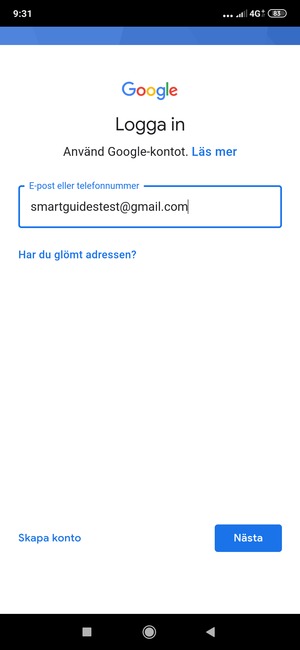 Ange din Gmail-adress och välj Nästa