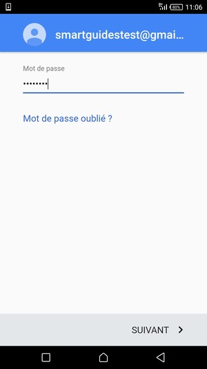 Saisissez votre mot de passe et sélectionnez SUIVANT