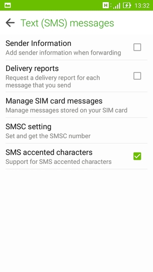 Select SMSC setting