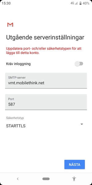 Välj Säkerhetstyp