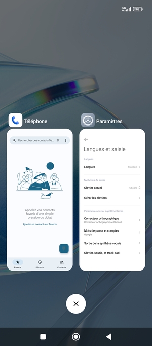 Sélectionnez l'icône Supprimer pour fermer toutes les applis en cours d'exécution