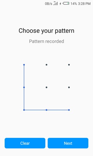 Draw an unlock pattern and select Next