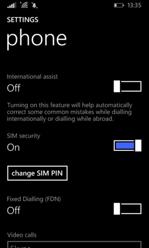 Scroll to and select change SIM PIN