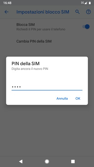 Conferma il nuovo PIN della SIM e seleziona OK