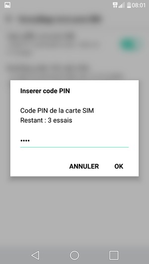 Saisissez votre Code PIN de la carte SIM et sélectionnez OK