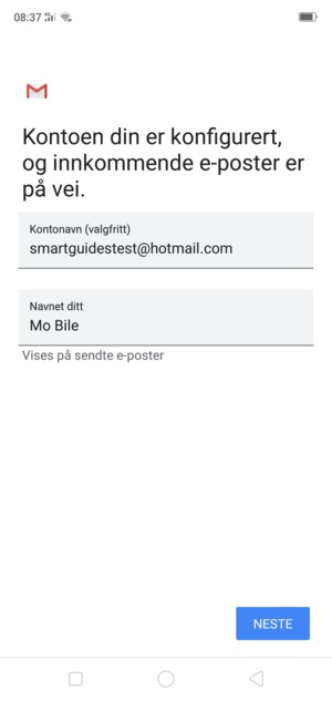 Gi kontoen din et navn, og skriv inn navnet ditt. Velg NESTE