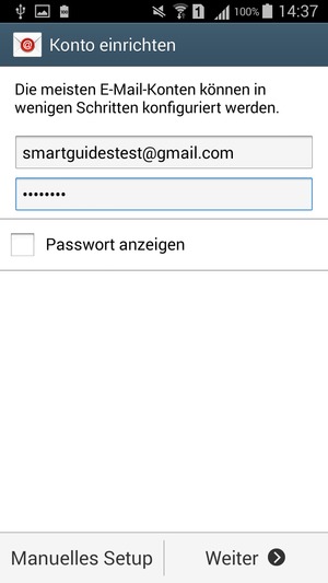 Geben Sie Ihre Gmail Adresse oder Hotmail Adresse und Ihr Passwort ein. Wählen Sie Weiter