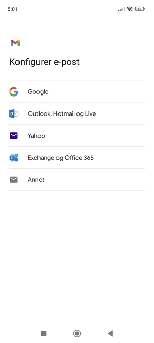 Velg Outlook, Hotmail og Live