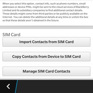 Scroll down and select Import Contacts from SIM Card