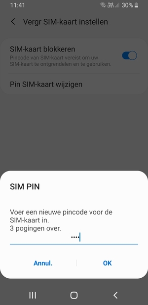 Voer uw Nieuwe pincode voor de SIM-kaart in en selecteer OK