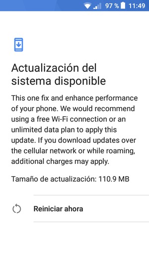 Si su teléfono no está actualizado, siga las instrucciones que aparecen en pantalla.