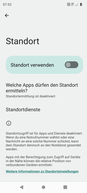 Schalten Sie Standort verwenden aus