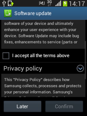 If your phone is not up to date, check the I accept all the terms above checkbox
