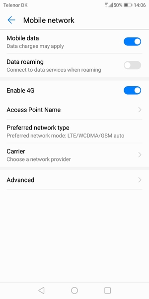 Scroll to and select Access Point Name