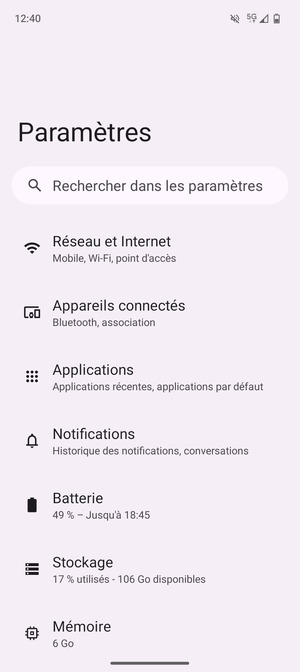 Sélectionnez Réseau et Internet