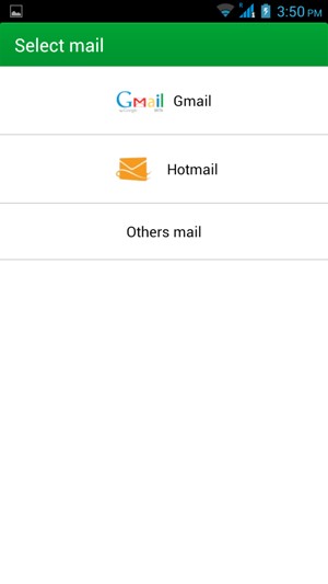 Selecteer Gmail of Hotmail