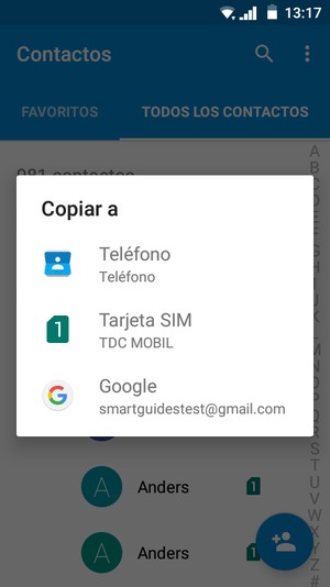 Select your Google account and SIGUIENTE