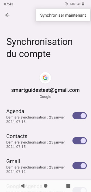 Sélectionnez Synchroniser maintenant