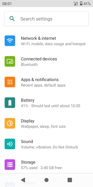 Return to the Settings menu  and select Battery
