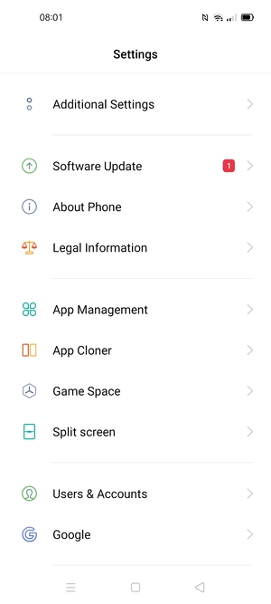 Scroll to and select Software Update