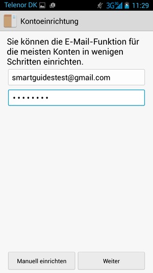Geben Sie Ihre Google Mail-oder Hotmail-Adresse und Ihr Passwort ein. Wählen Sie Weiter