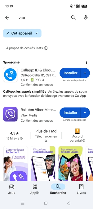 Sélectionnez l'appli