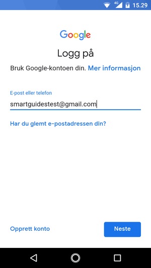Skriv inn din Gmail-adresse og velg Neste