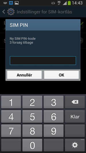 Indtast din nye SIM PIN-kode og vælg OK