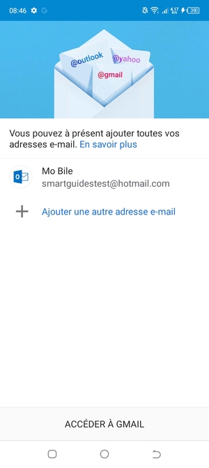 Sélectionnez ACCÉDER Á GMAIL