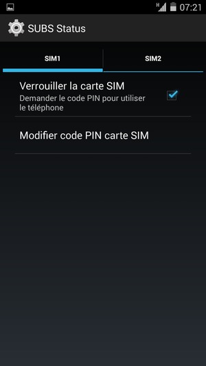 Sélectionnez SIM1 ou SIM2 et sélectionnez Modifier code PIN carte SIM