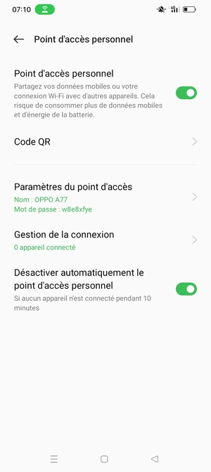 Votre téléphone est maintenant configuré pour être utilisé comme modem