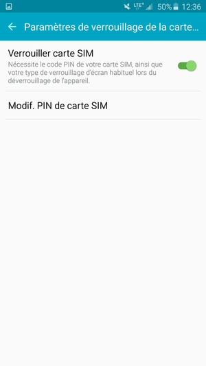 Sélectionnez Modif. PIN de carte SIM / Modifier code PIN SIM
