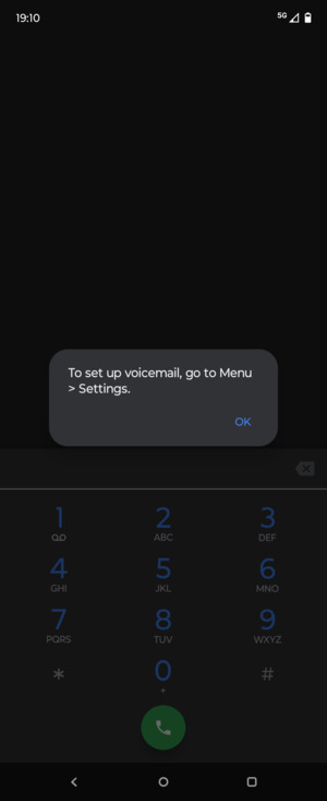 If your voicemail is not set up, select OK